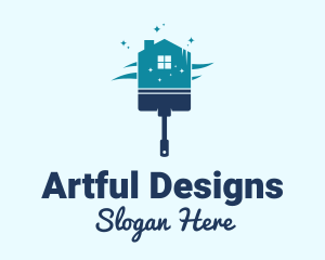 House Paint Brush  logo design