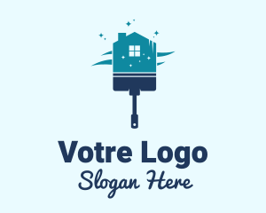 Blue - House Paint Brush logo design