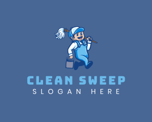 Sweep - Janitor Sanitation Mop logo design