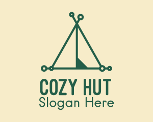 Hut - Green Camp Tent logo design