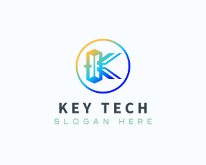 Tech Letter K Geometric logo design