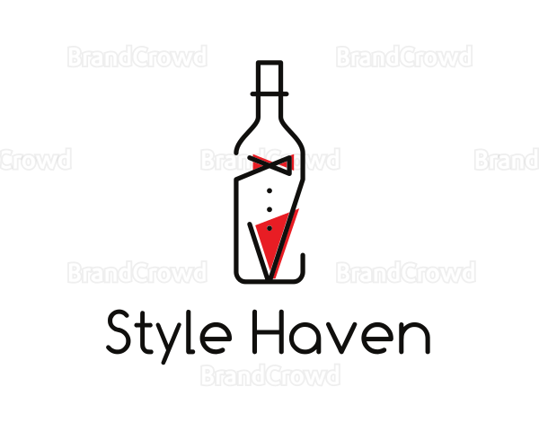 Alcohol Wine Bottle Suit Logo