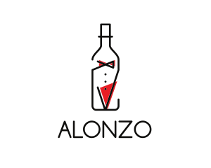 Alcohol Wine Bottle Suit logo design