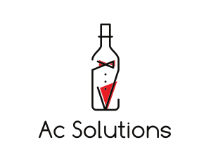 Alcohol Wine Bottle Suit logo design