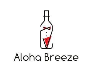 Alcohol Wine Bottle Suit logo design