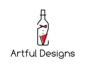 Alcohol Wine Bottle Suit logo design