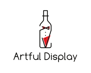 Alcohol Wine Bottle Suit logo design