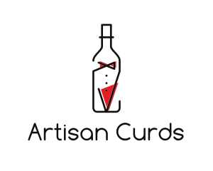 Alcohol Wine Bottle Suit logo design