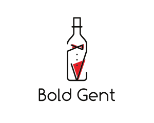 Alcohol Wine Bottle Suit logo design