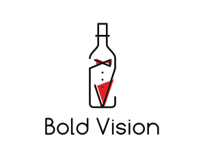 Alcohol Wine Bottle Suit logo design