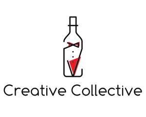 Alcohol Wine Bottle Suit logo design