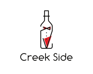 Alcohol Wine Bottle Suit logo design