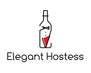 Alcohol Wine Bottle Suit logo design