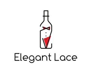 Alcohol Wine Bottle Suit logo design