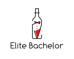 Alcohol Wine Bottle Suit logo design