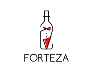 Alcohol Wine Bottle Suit logo design