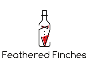 Alcohol Wine Bottle Suit logo design