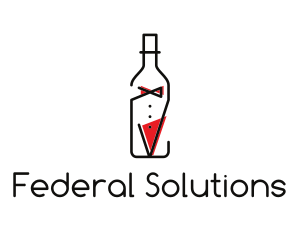 Alcohol Wine Bottle Suit logo design