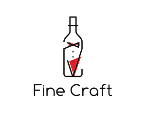 Alcohol Wine Bottle Suit logo design