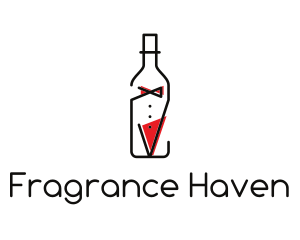 Alcohol Wine Bottle Suit logo design