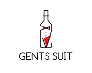 Alcohol Wine Bottle Suit logo design