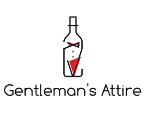 Alcohol Wine Bottle Suit logo design