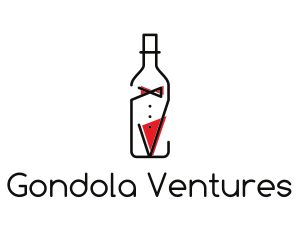 Alcohol Wine Bottle Suit logo design