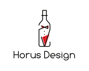 Alcohol Wine Bottle Suit logo design