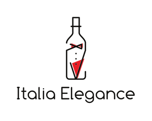 Alcohol Wine Bottle Suit logo design