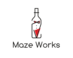 Alcohol Wine Bottle Suit logo design