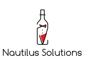 Alcohol Wine Bottle Suit logo design