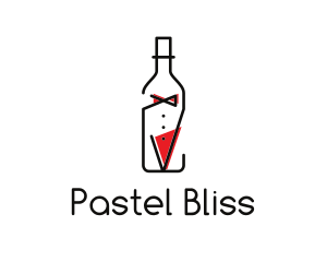 Alcohol Wine Bottle Suit logo design