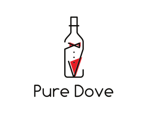 Alcohol Wine Bottle Suit logo design