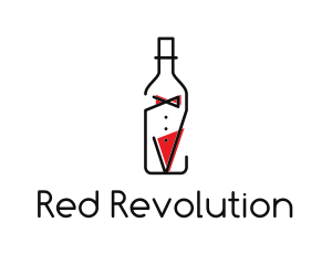 Alcohol Wine Bottle Suit logo design