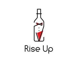 Alcohol Wine Bottle Suit logo design