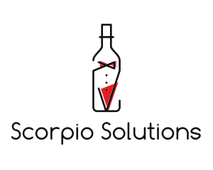 Alcohol Wine Bottle Suit logo design