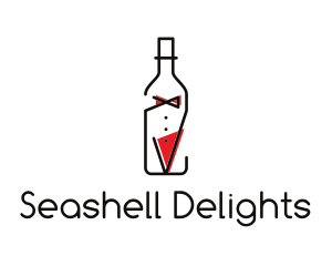 Alcohol Wine Bottle Suit logo design