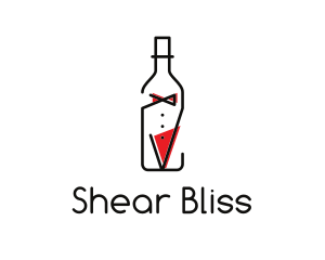 Alcohol Wine Bottle Suit logo design