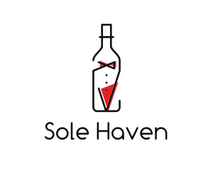 Alcohol Wine Bottle Suit logo design