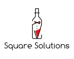 Alcohol Wine Bottle Suit logo design