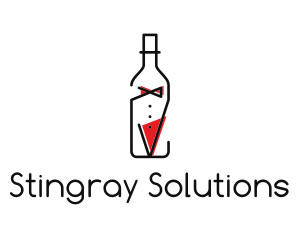 Alcohol Wine Bottle Suit logo design