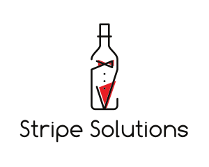 Alcohol Wine Bottle Suit logo design