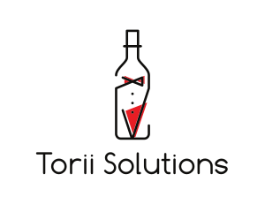 Alcohol Wine Bottle Suit logo design