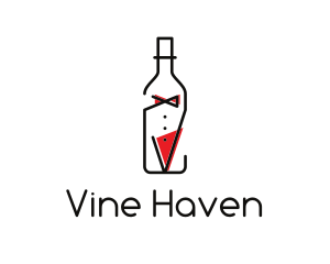 Alcohol Wine Bottle Suit logo design