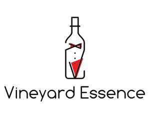 Alcohol Wine Bottle Suit logo design