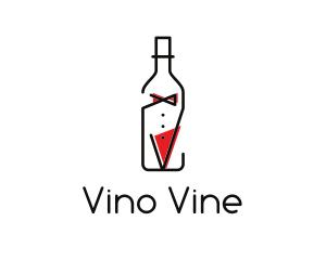 Wine - Alcohol Wine Bottle Suit logo design