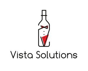 Alcohol Wine Bottle Suit logo design