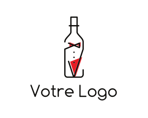 Red Wine - Alcohol Wine Bottle Suit logo design