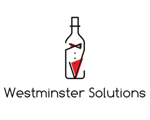 Alcohol Wine Bottle Suit logo design