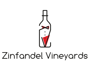 Alcohol Wine Bottle Suit logo design